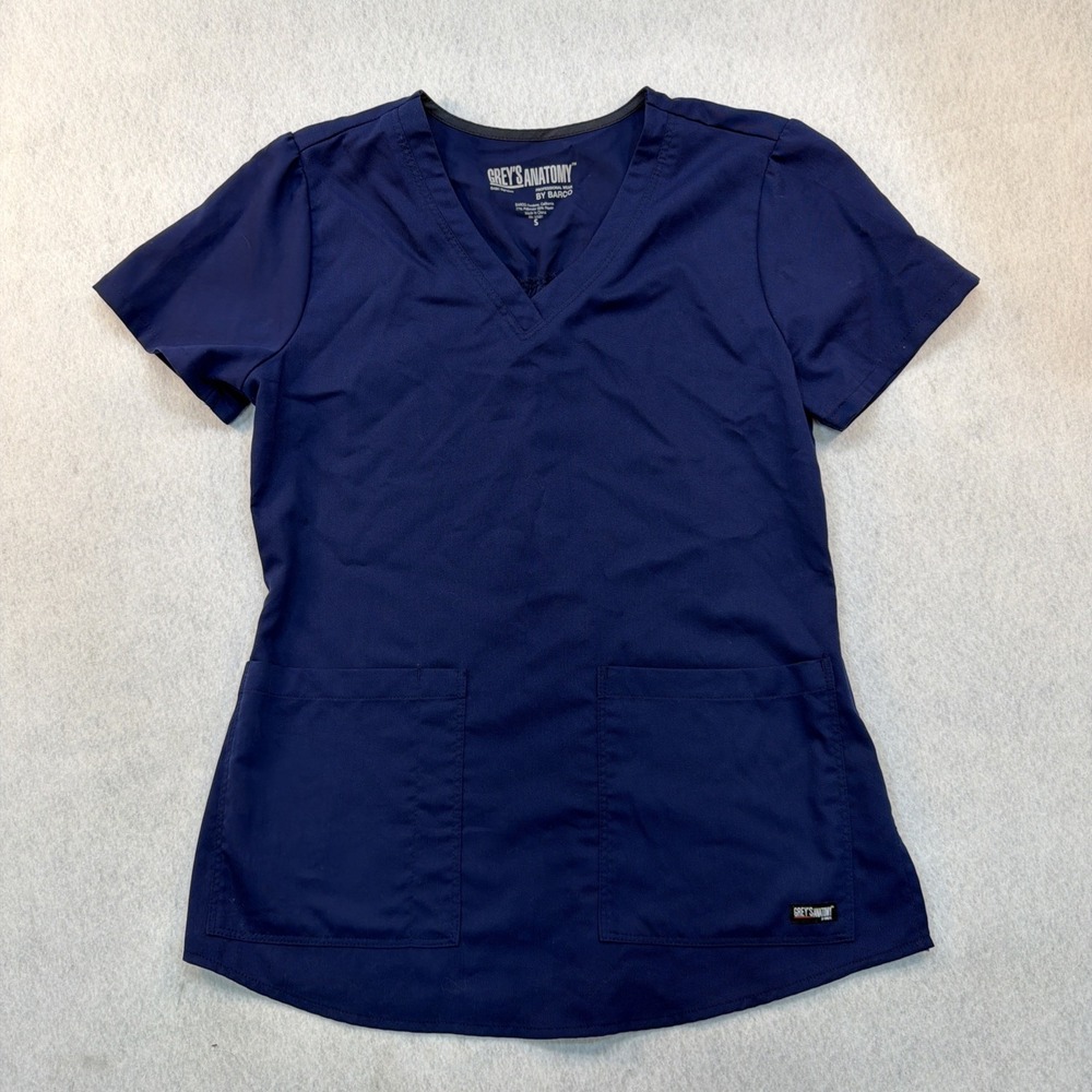Greys Anatomy by Barco Women's V-Neck Top - Size S Navy Blue  ‎ 2 Pocket